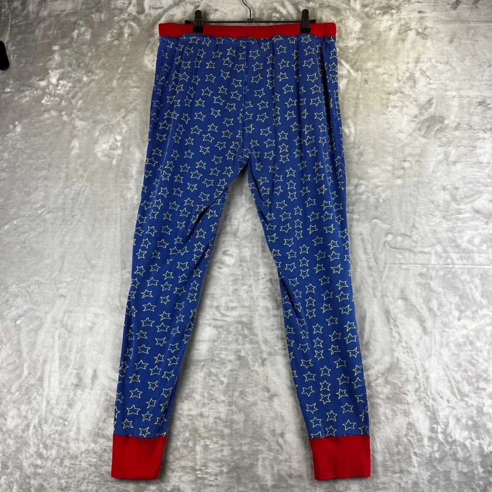 Hanna Andersson Pajama Pants Kids L Blue Star Wonder Woman Organic Cotton (1483)